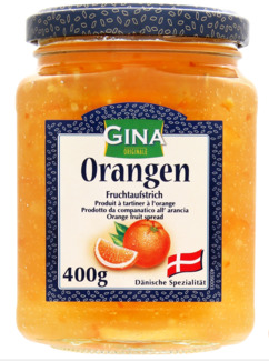 GINA Fruit Spread Orange /Fruchtaufstrich Orange 400g (6)