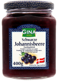 GINA Fruchtaufstrich schw. Johannisbeere / Fruit Spread Black Currant  400g (6)