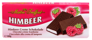 MAITRE TRUFFOUT Dark chocolate with Raspberrycreme filling/ Zartbitterschokolade mit Himbeercremefuellung 100g (20)