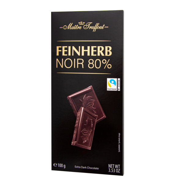 MAITRE TRUFFOUT 80% Premium Extra Bitterschokolade/ 80% extra Dark Chocolate 100g (14)