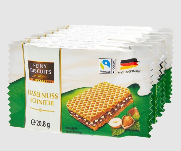 FEINY BICUITS Waffeln nach &quot;HANUTA-Art&quot; m.Kakaocreme &amp; Haseln&uuml;ssen -SINGLE- /Waffer square w. cocoa creme-hazelnut filling 1 x 20,8g (SHOP) (36)