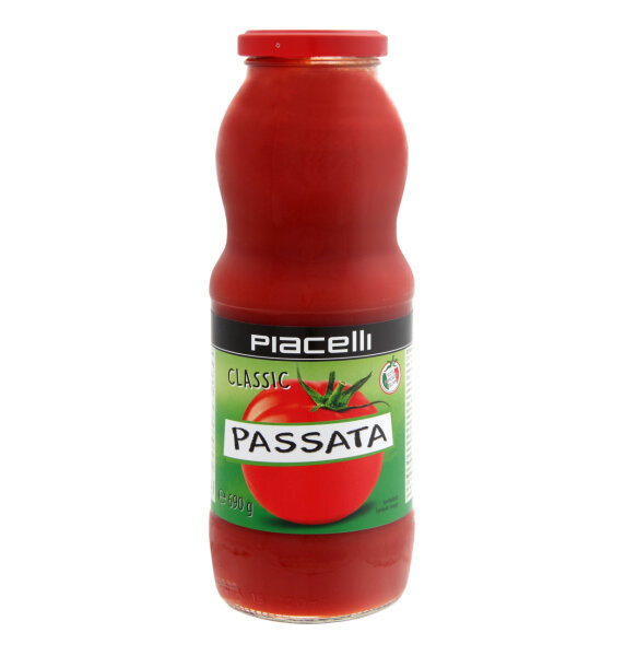 PIACELLI &gt;Passata Classic&lt; Tomatenpuree fuer Pizza/Pasta Saucen / Tomato Puree- sauce for Pizza/Pasta -green- 690g (12)