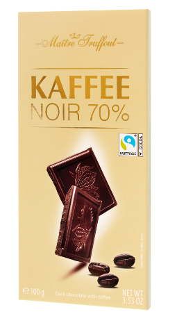 MAITRE TRUFFOUT 70% Dark Chocolate with coffee/ Zartbitterschokolade mit Kaffee 100g (14)