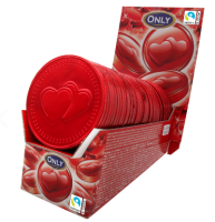 ONLY &quot;Heart&quot; Big milk chocolate Coin in red...